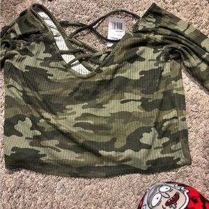 Source Unknown Camouflage Crop Top